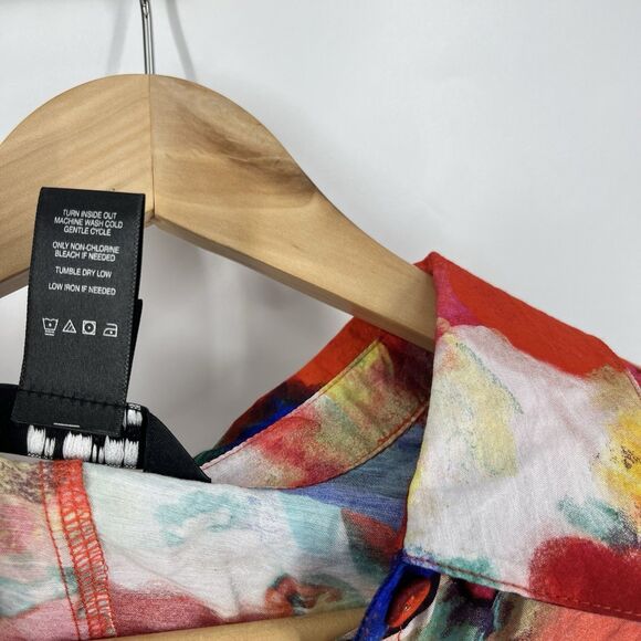 Ali Miles Top Size 2X Womens Button Up Abstract Artsy Watercolor Print Shirt - Picture 6 of 9